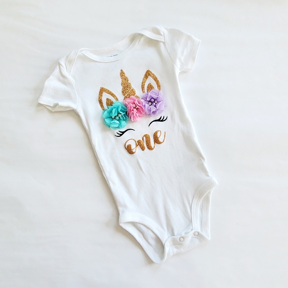 3/$25 9M unicorn one onsie
